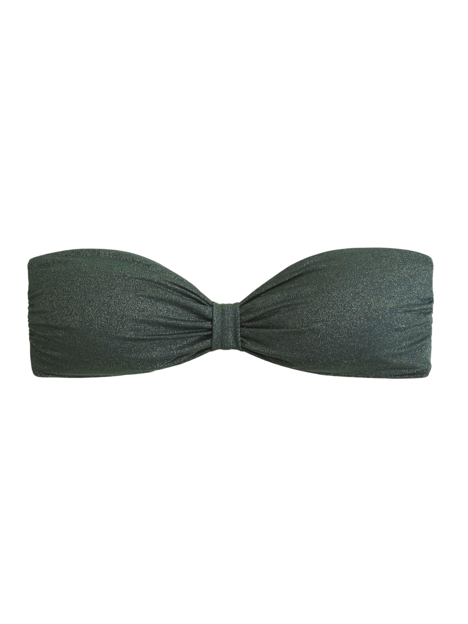 Nwt Abercrombie & Fitch Knot-Front Bandeau Swim Bikini Top Green Glitter Size Xl